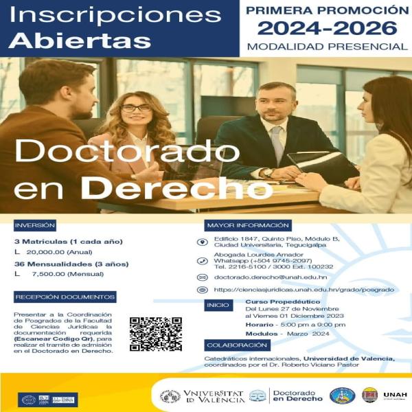Inscripciones abiertas: Doctorado en Derecho 