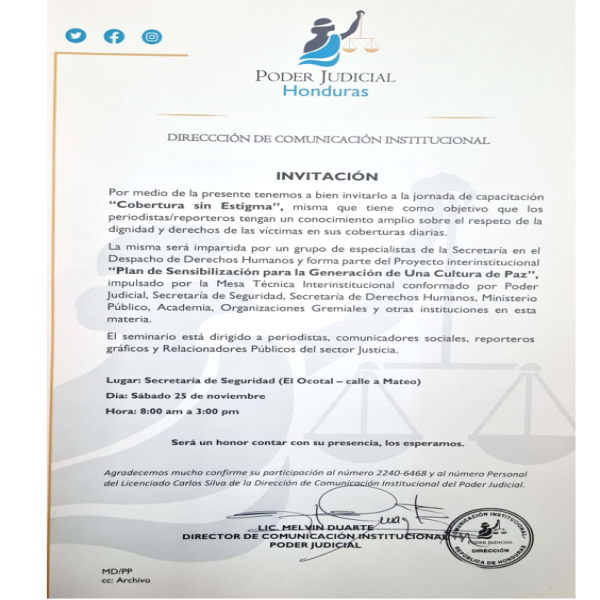 Poder Judicial: Jornada de capacitación para periodistas “Cobertura sin Estigma” 