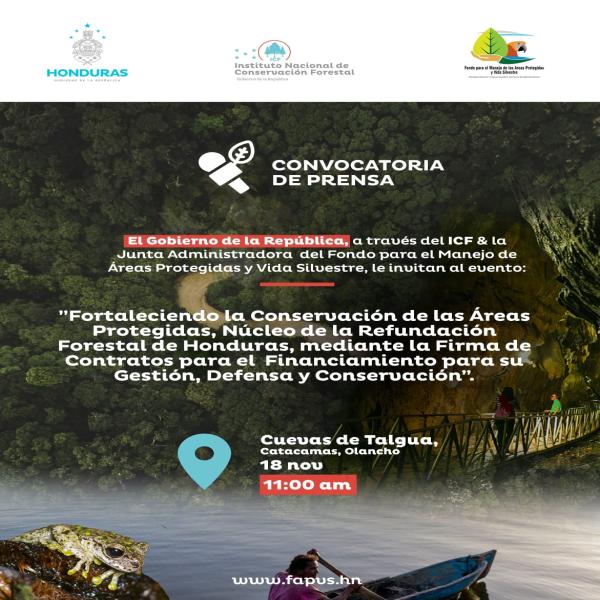 Convocatoria ICF: Fortalecimiento de las áreas protegidas – Cuevas de Talgua, Olancho 