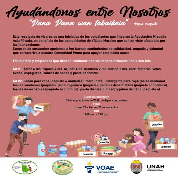 Estudiantes y empleados en UNAH-CU: Ayudándonos entre nosotros 