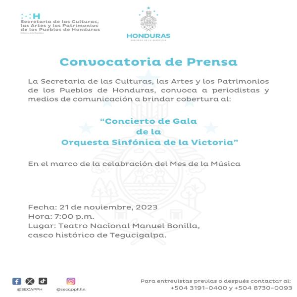 Convocatoria de Prensa: Concierto de Gala de la Orquesta Sinfónica de la Victoria 