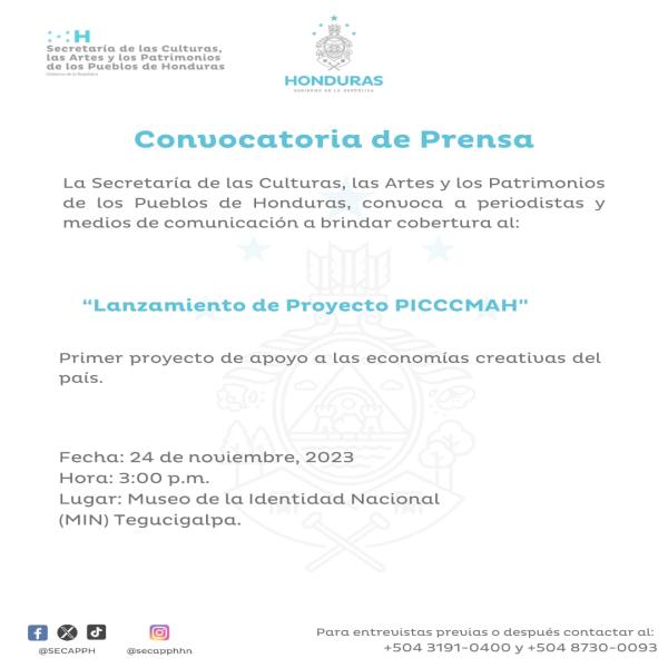 Convocatoria de Prensa: Lanzamiento de Proyecto PICCCMAH 