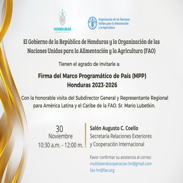 Convocatoria de Prensa: Firma del Marco Programático de País (MPP) Honduras 2023-2026  