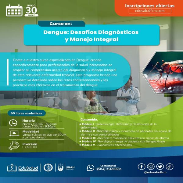 ¡Inscripciones abiertas! Curso en Dengue: Desafíos, Diagnósticos y Manejo Integral, modalidad virtual