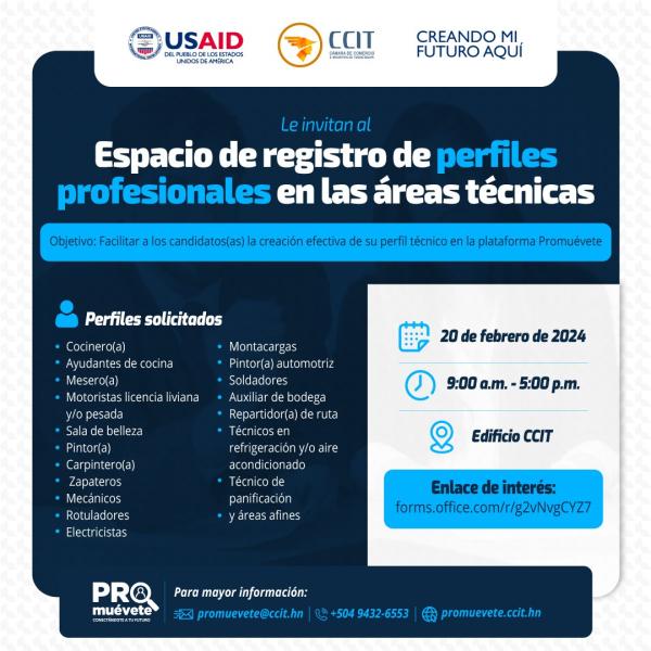 Promuévete: Espacio de registro de perfiles profesionales en áreas técnicas
