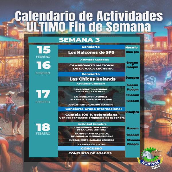 Calendario de Actividades última semana en AGAFAM 2024 