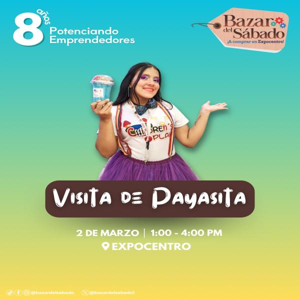 Visita de una payasita en el Bazar del Sábado SPS