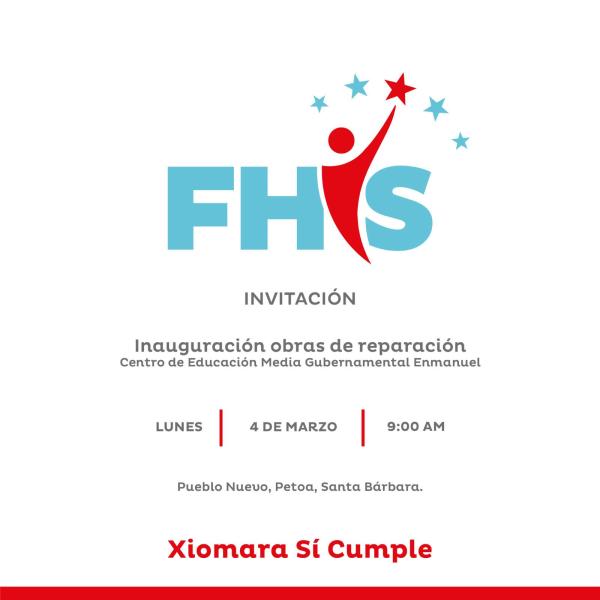 Convocatoria de Prensa: Inauguración de obras de reparaciones del Centro de Educación Media Gubernamental Enmanuel 