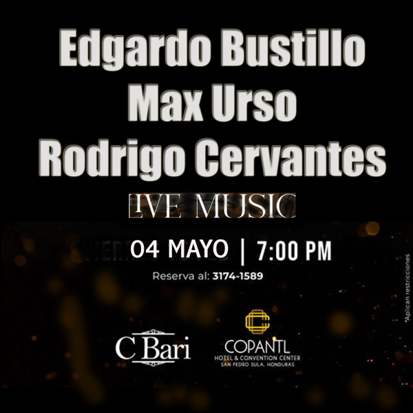 Max Urso-Rodrigo Cervantes-Edgardo Bustillo en Concierto- CBari-San Pedro Sula