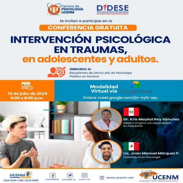 Conferencia gratuita sobre Intervención Psicológica en Traumas para Adolescentes y Adultos