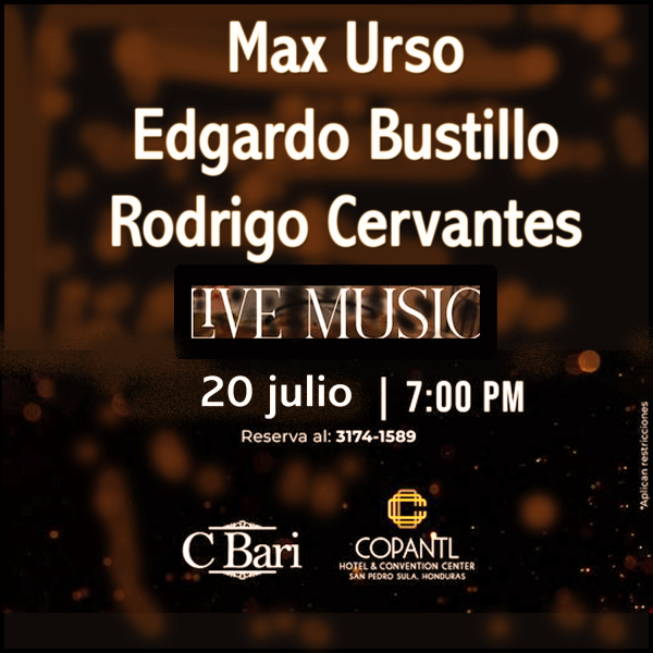 Max Urso-Rodrigo Cervantes-Edgardo Bustillo en Concierto- CBari-San Pedro Sula
