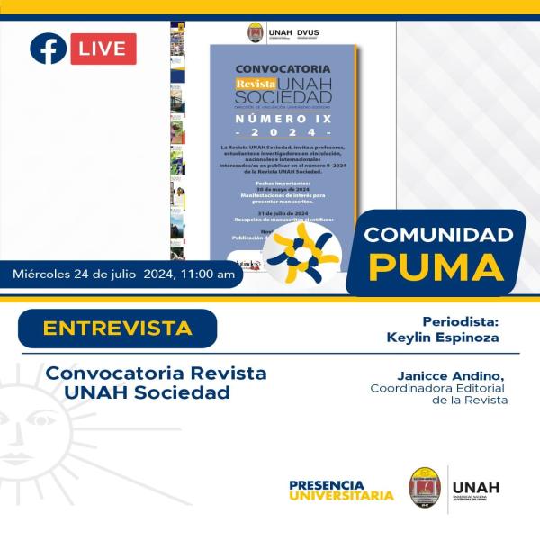 Comunidad Puma: Convocatoria Revista UNAH Sociedad 