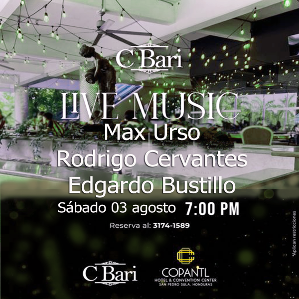 Max Urso-Rodrigo Cervantes-Edgardo Bustillo en Concierto- CBari-San Pedro Sula