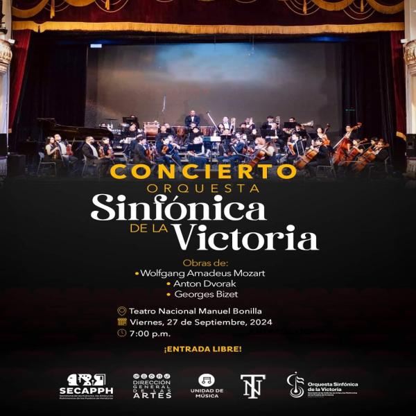 Concierto de la Orquesta Sinfónica de la Victoria, interpretando obras de Mozart, Dvorak y Bizet
