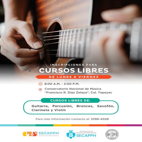 Inscripciones abiertas para Cursos libres en nuestro Conservatorio Nacional de Música "Francisco R. Díaz Zelaya” 