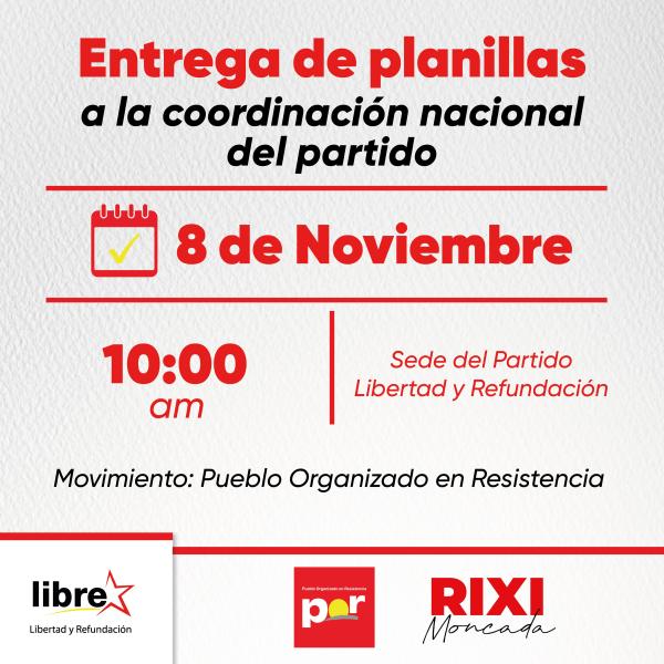POR Libre: Entrega de Firmas y Planillas para la inscripción del Movimiento