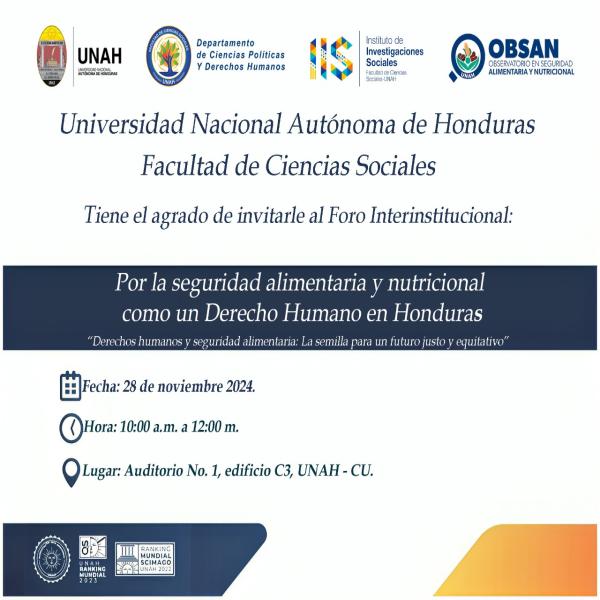 Foro Institucional: Por la seguridad alimentaria nutricional como un Derecho Humano en Honduras 