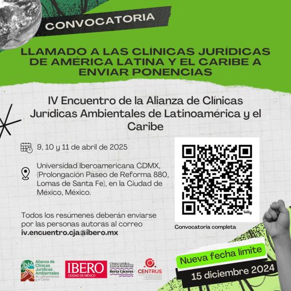 Convocatoria Abierta: IV Encuentro de la Alianza de Clínicas Jurídicas Ambientales de Latinoamérica y el Caribe 