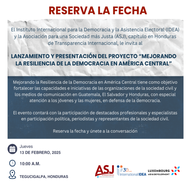 ASJ: Lanzamiento y presentación del proyecto "Mejorando la resiliencia de la democracia en América Central"