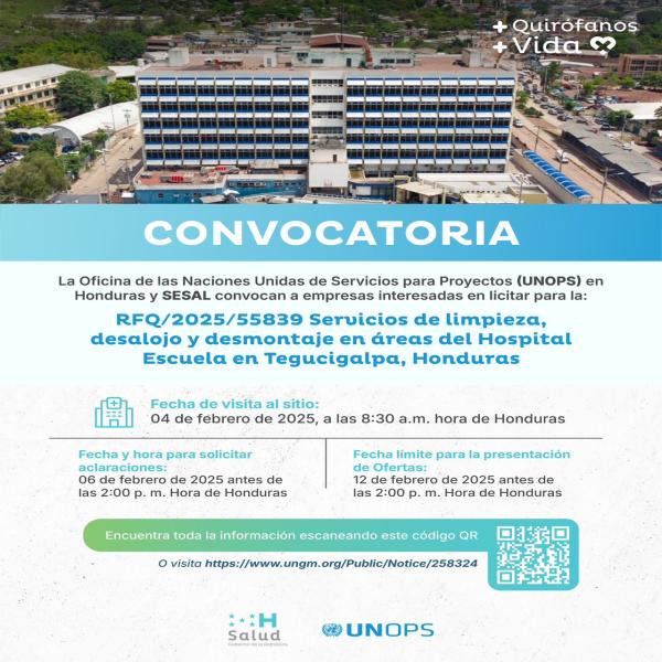 Licitación a las empresas interesadas para proveer Servicios de limpieza, desalojo y desmontaje en áreas del Hospital Escuela