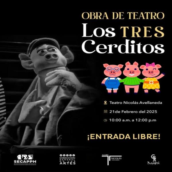 Presentación de la obra de teatro "Los Tres Cerditos", a cargo del talentoso Grupo Teatral Bambú