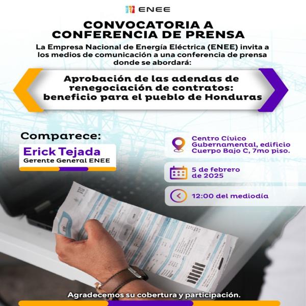 ENEE: Aprobación de las adendas de los contratos de energía 