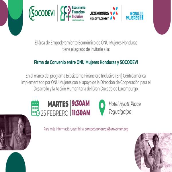  Firma del Convenio, entre ONU Mujeres y SOCODEVI