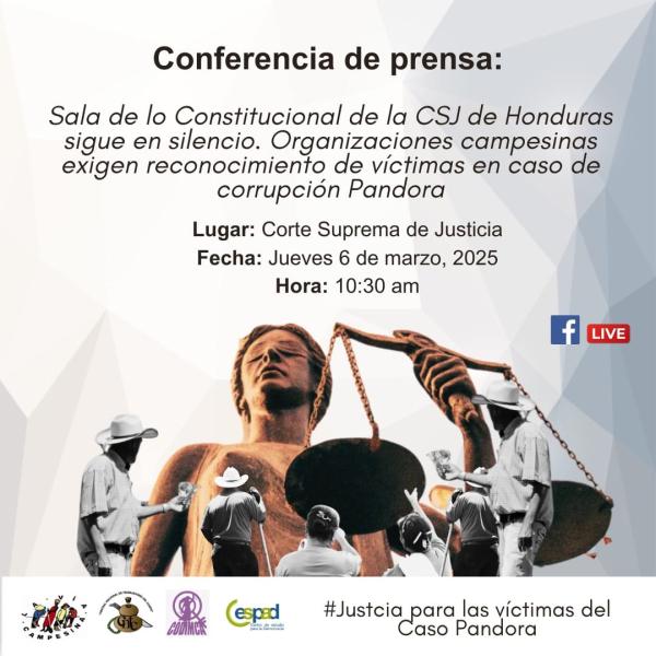 Organizaciones campesinas exigen reconocimiento de víctimas en caso de corrupción Pandora 