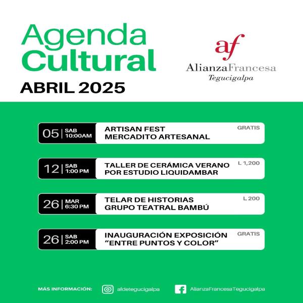Alianza Francesa: Agenda Cultural de Abril