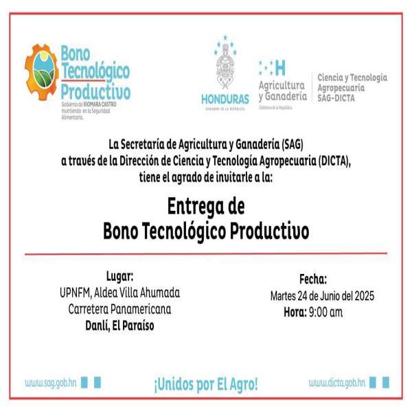 SAG: Entrega del Bono Tecnológico (Danlí) 