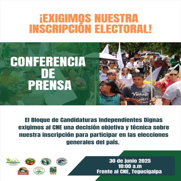 Bloque de candidatos independientes exigen inscripción electoral 