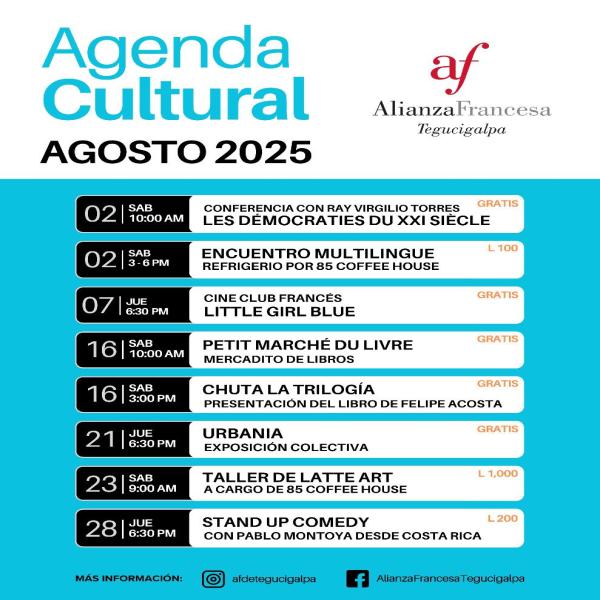 Agosto 2025: Agenda cultural que la Alianza Francesa