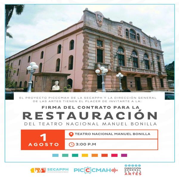 SECAPPH: Firma de contrato para la restauración del Teatro Nacional Manuel Bonilla.