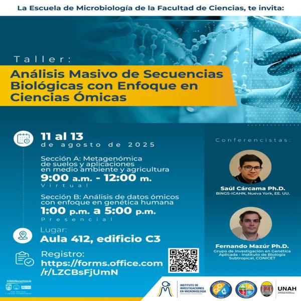 Participa en el Taller de Análisis Masivo de Secuencias Biológicas de la Escuela de Microbiología - UNAH de la Facultad de Ciencias