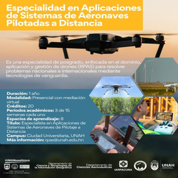 Posgrado: Especialidad en Aplicaciones de Sistemas de Aeronaves Pilotadas a Distancia