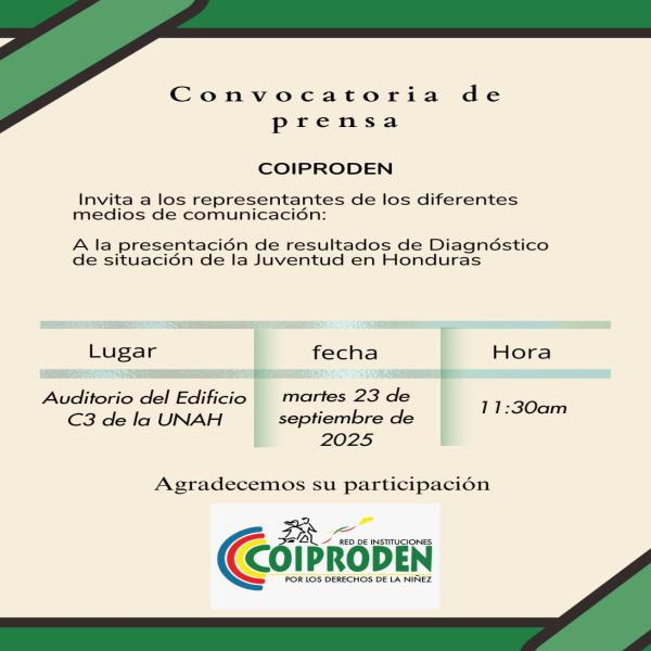 Presentación de Resultados de Diagnostico de situación de la Juventud en Honduras 