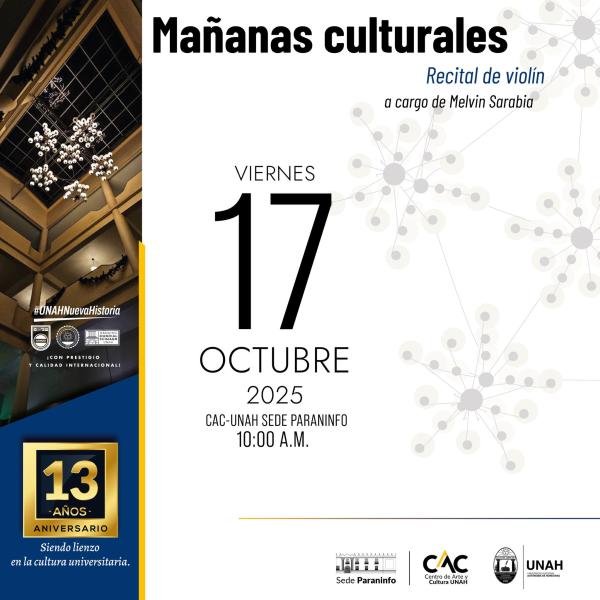 Mañanas Culturales: Recital de violín a cargo de Melvin Sarabia