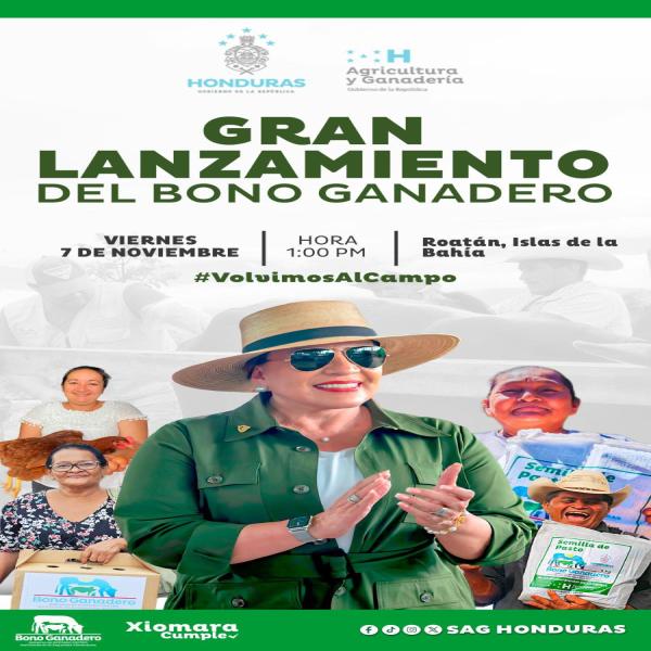 Entrega del programa presidencial Bono Ganadero en Roatán, Islas de la Bahía