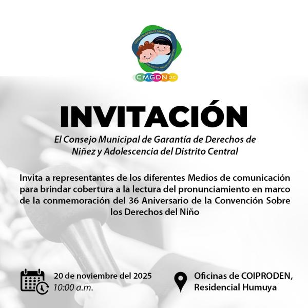 Pronunciamiento en el marco de la conmemoración del 36 Aniversario de la Convención sobre los derechos del Niño 