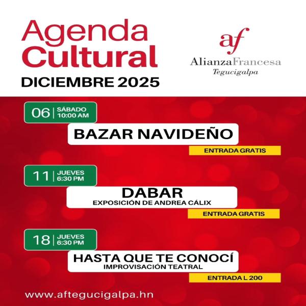 Alianza Francesa: Agenda Cultural de diciembre 2025 