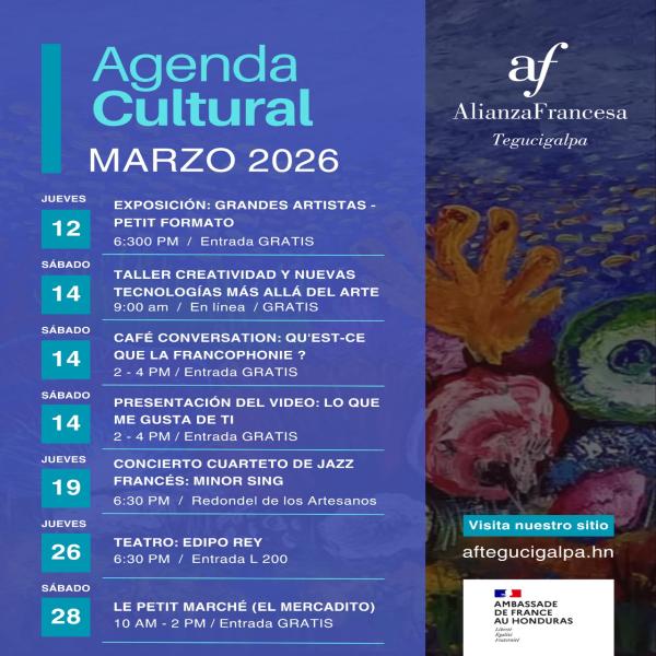 Alianza Francesa: Agenda Cultural marzo 2026 