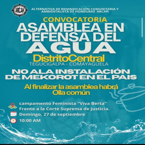 Asamblea en Defensa del Agua en el Distrito Central 